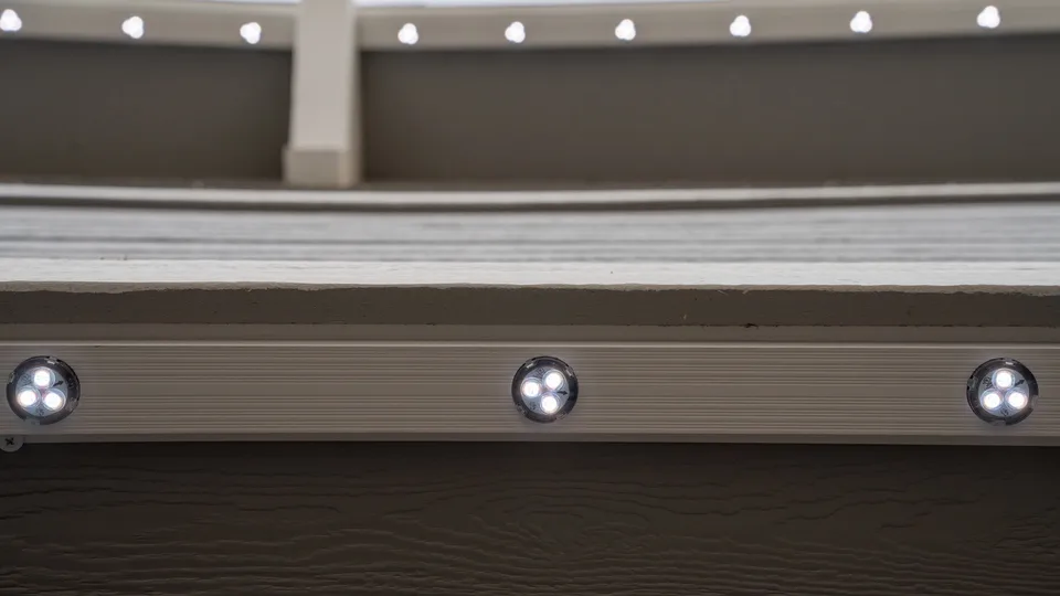 The channel square on under a fascia in daylight, with three of the points visible inside it.